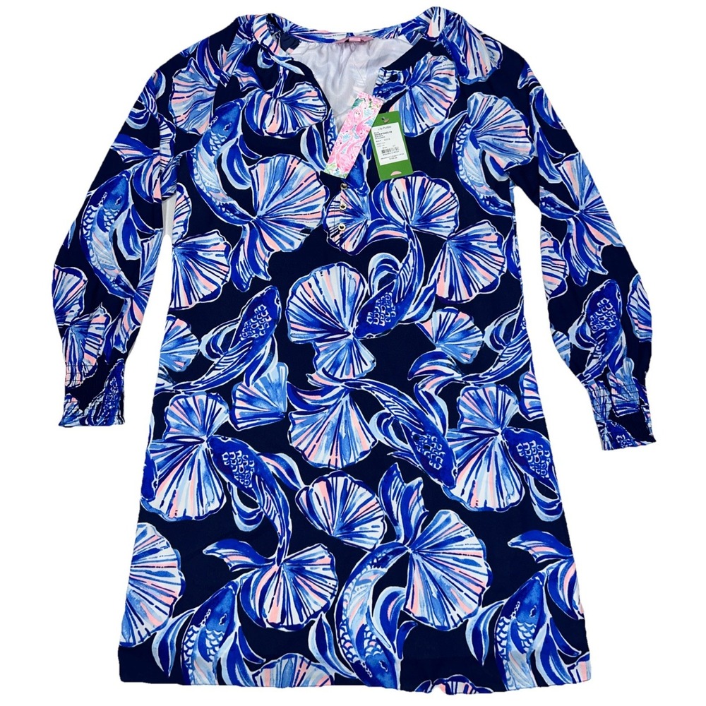 NWT Lilly Pulitzer Brynle Dress Women Size XS Reel‎ Life Blue Seashell $198
